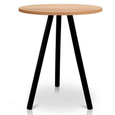 Imagem de Mesa de Canto Lateral Atlanta Tripé Redonda Tampo em MDF - Preta e Jad