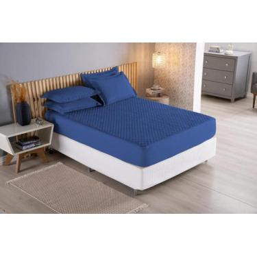 Imagem de Protetor de  Colchão Casa Padrão Impermeável  matelado Azul - Seu Lar 