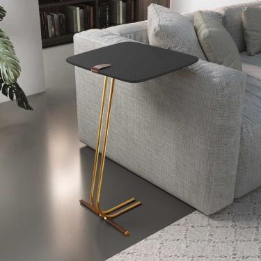 Imagem de Mesa de Apoio para Sofá com Base em Metal Preto