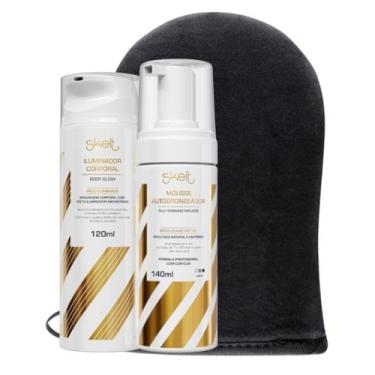 Imagem de Kit Skelt Mousse Glow - Mousse Autobronzeador 140ml, Iluminador Corpor