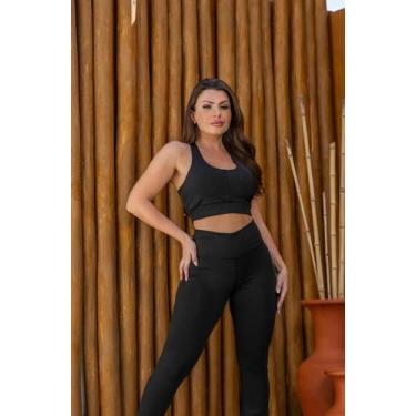 Imagem de Conjunto De Treino Top Decote Nadador e Calça Legging - luh may, G, Pr