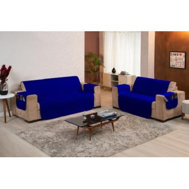 Imagem de Protetor sofa franciele 3x2 lugares - ibitinga confecçoes, Azul