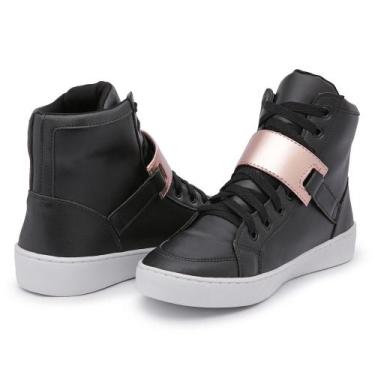 Imagem de Tênis  Feminino Botinha Cano Alto Versátil - Pettinari, Preto, 38