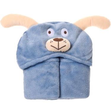Imagem de Manta Capuz Bebê Funny Toque Aveludado 70x70 - Bene Casa, Cachorro Azu