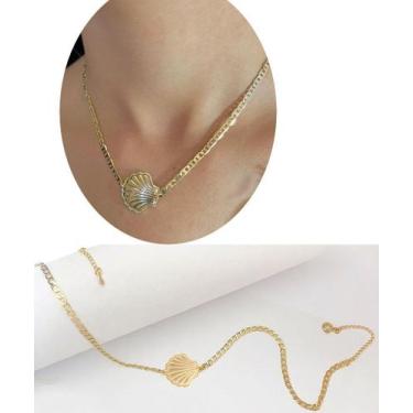 Imagem de Colar Gargantilha Choker Buzios Concha Praia Verão Folheado - Santo Es