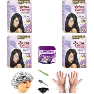 Imagem de Hene em Po Divina Dama 04x50gr Jaborandi (Incolor, Chocolate, Preto, A