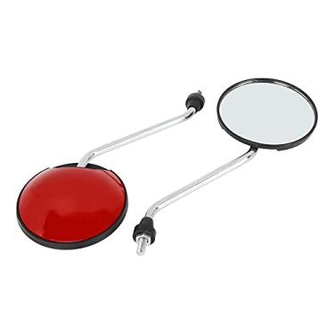 Imagem de F FIERCE CYCLE Par de espelho retrovisor universal para motocicleta, lado esquerdo, direito, vermelho, convexo, redondo