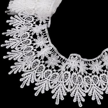 Imagem de GXTIZAS Guarnição de renda branca com 5 metros de largura, fita de renda bordada, acabamento bordado, para costura, artesanato, fronha