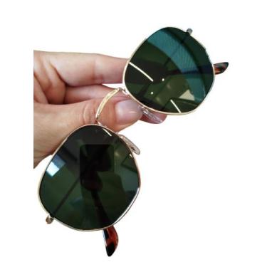 Imagem de Óculos De Sol Hexagonal Verde G15 Clássico Lentes De Cristal UV400 Mod