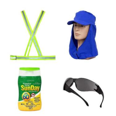 Imagem de Kit para romeiros colete x + bone arabe + bloqueador solar + oculos - 