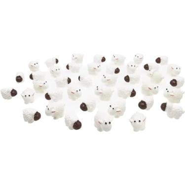 Imagem de WsjiaboFux 40Pcs White Miniature Sheep Figurines Mini Herd of Sheeps Figure Toy Cake Toppers Moss Landscape Decoration DIY Terrarium Crafts Ornament，Cake and Cupcake Toppers，Cake Toppers