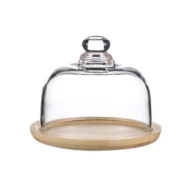 Imagem de ＫＬＫＣＭＳ Suporte de bolo com cúpula de vidro, prato de servir sobremesa, prato de bolo, armazenamento de pão, suporte de placa de exibição de bolo para, para bolo de 4 polegadas