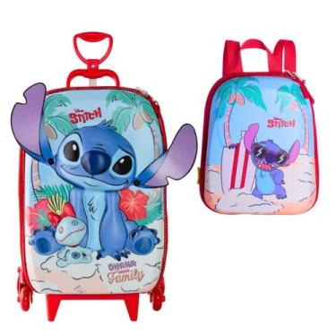 Imagem de Kit Mala De Viagem Mochila Escolar Lancheira Lilo E Stitch - Diplomata