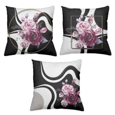 Imagem de Kit 3 Almofadas Decorativas Cheias 40x40cm Flores - Deluzz