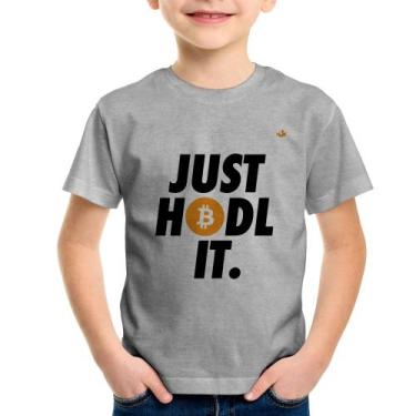 Imagem de Camiseta Infantil Just hodl it - Foca na Moda, Cinza, 10