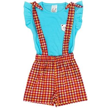 Imagem de Conjunto Infantil Menina Shorts Salopete Ursinho - Gabilu, 4, Azul