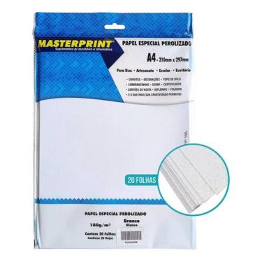 Imagem de Papel Perolizado A4 180g P/ Artesanato 20 Folhas Masterprint Cor Branc