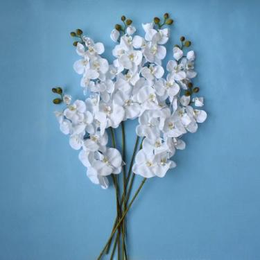 Imagem de Flor Artificial Atacado Kit Seis Orquídeas Brancas  Formosinha - H8