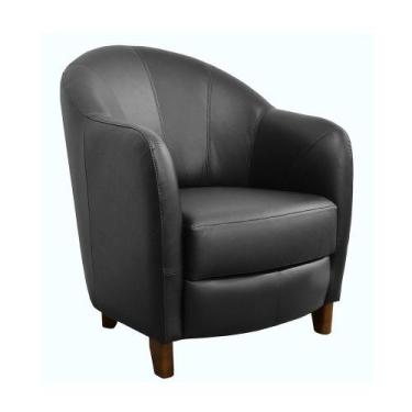 Imagem de Poltrona Kairós com Pés Madeira Couro Negro - Gran Belo