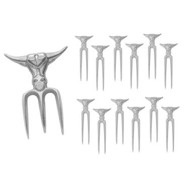 Imagem de Kit Garfo Tridente + 12 Garfinhos Petisco Churrasco - ITAJOBISHOP