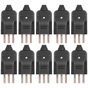 Imagem de tomada plugue Margirius 2P+1T 10a prensa cabo kit 10, PRETO