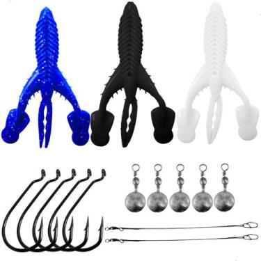 Imagem de Kit 3 Iscas Craw Padlle  + Anzol 4/0 + Chicote Down Shot 10g - MATADEI
