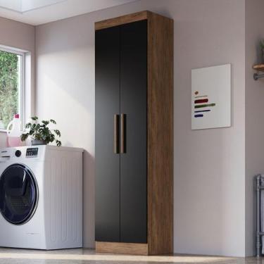 Imagem de Armário Multiuso Charlotte 2 Portas 1 Gaveta 100% Mdf Castanho/Preto -
