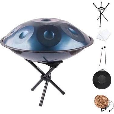 Imagem de Tambor Handpan, instrumento de tambor Handpan de aço 432Hz/440Hz com bolsa macia, 22 polegadas 9/10/12 Notas Instrumento de percussão para cura sonora, BLUE_12 NOTAS, 440Hz
