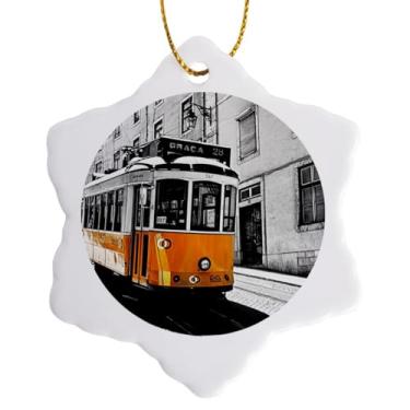 Imagem de Enfeite de porcelana de floco de neve 3D Rose Portugal Famous Old Lisbon 01, 7,6 cm