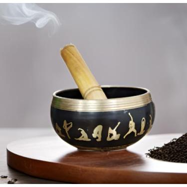 Imagem de Tigela de metal para canto de sino roxo "Yogi": Instrumento musical tibetano budista para orações de meditação (12041)