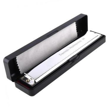 Imagem de Para Iniciantes harmônica Prata 24 Buracos 8k Titânio Gaita Tremolo Tom Chave C Harpa Boca Órgão Instrumentos Musicais Para Iniciantes