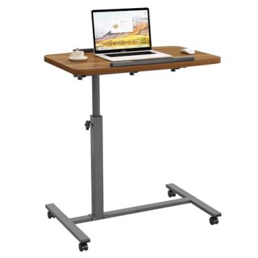 Imagem de Mesa de laptop móvel de altura ajustável portátil para notebook, mesa giratória para computador, mesa com rodas, suporte de laptop para sofá, cabeceira e cama de hospital
