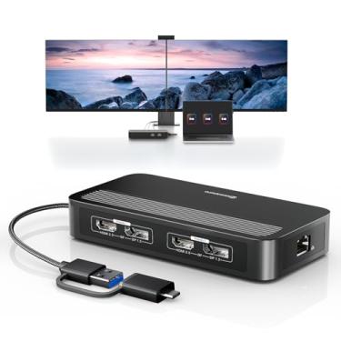 Imagem de minisopuru Adaptador de Monitor Duplo 4K DisplayLink com 2 HDMI e 2 DisplayPort, Ethernet, 2 Portas USB A, Compatível com MacBook M3/M2/M1/Windows