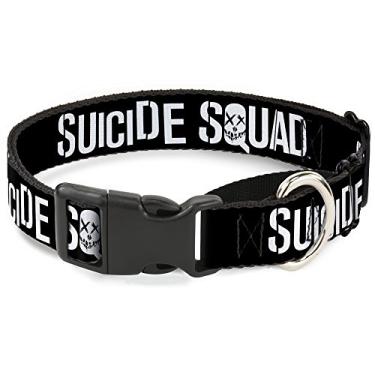 Imagem de Buckle-Down Coleira para cachorro "Suicide Squad Logo Martingale, Preto/Branco, 3,8 cm Largura - Cabe 40,6 a 58,4 cm Pescoço-Médio