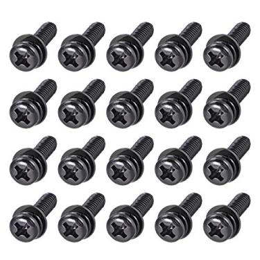 Imagem de uxcell M5 x 16 mm Parafusos para máquina de lavar cabeça Phillips de aço carbono combinados com arruela de mola e arruelas lisas 20 peças