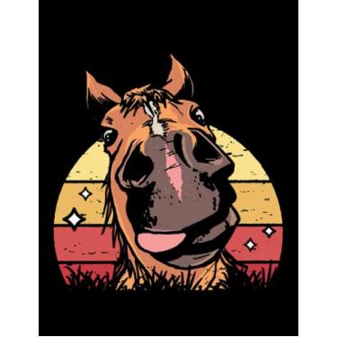 Imagem de Notebook: Horse Funny Horse Head Retro Horses Fan Equestrian Sport Saddle: Gratitude Notebook Journal Daily Gift 100 Pages 8.5x11 Soft Cover