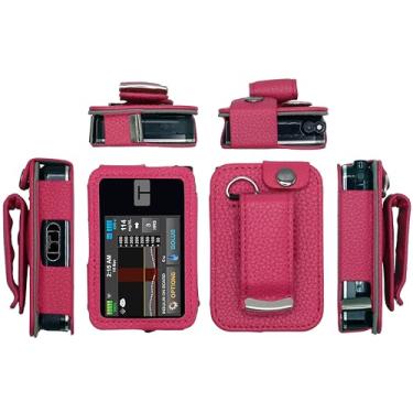 Imagem de Capa de couro ajustada com clipe de cinto giratório + protetor de tela para bomba de insulina em tandem tandem t: Slim X2 (rosa choque)