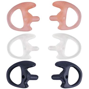 Imagem de Yolipar Fone de ouvido de silicone macio de substituição para walkie talkie, kit de áudio com tubo acústico de ar (três cores, grande (3 pares))