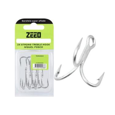 Imagem de Garatéia ZEEO 3X Strong Treble Hook Nº 2 Níquel - 6 Peças