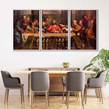 Imagem de Quadro Decorativo Religioso a Santa Ceia com 3 Telas para Sala Quarto 