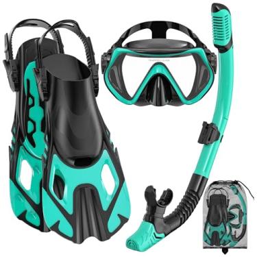 Imagem de wutrye Equipamento De Mergulho Com Snorkel Para Adultos, Conjunto De Máscara E Nadadeira De Mergulho Com Snorkel, Snorkel De Topo Seco, Kit De Mergulho Com Snorkel, Pacote De Viagem Para Mergulho, V