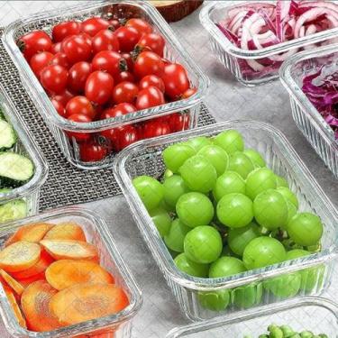 Imagem de Jogo 7 Pote Medio Retangular 640ML Vidro Resistente Hermetico - Belo V