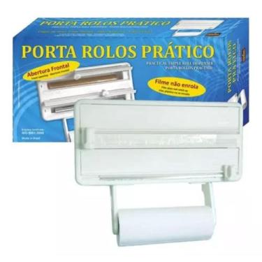 Imagem de Suporte Porta  Rolo Papel Filme Alumínio 3 em 1 Ideal Para sua Cozinha
