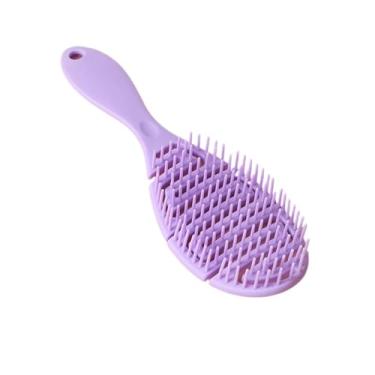 Imagem de Escova de cabelo Massagem Pente de cabelo Almofada feminina Pente de massagem no couro cabeludo Secagem rápida Ferramenta de desembaraçar Cabelo cacheado molhado e seco (roxo)