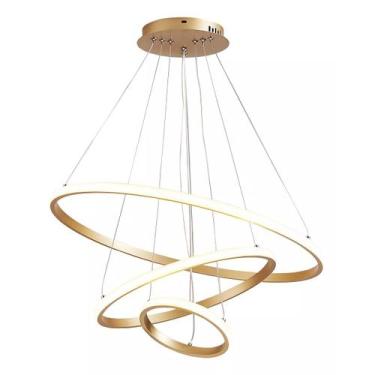 Imagem de Lustre Led Moderno Pendente Anéis Led 89w 3 Arcos Dourado 110v/220v 3 
