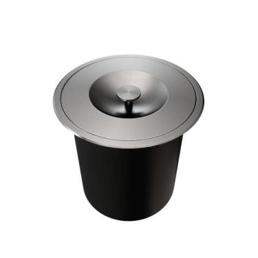 Imagem de Lixeira De Embutir Em Aço Inox Escovado C/Balde Plástico 6L - DOCOL