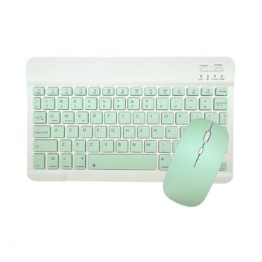 Imagem de Kit Teclado E Mouse Sem Fio Bluetooth Colorido Compativel com Tablet Computador Ipad (Verde Claro)