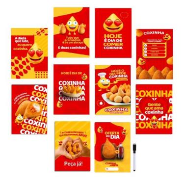 Imagem de Quadros Coxinha Lanchonete Salgado Lanche 10 Peças 21x15cm - CAMALEÃO 