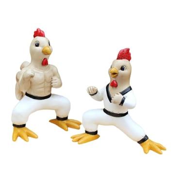 Imagem de Ｂｅｓｇａ 2pcs Figuras de frango Decoração de galinha Ornamento à prova d'água Escultura de fazenda engraçada estátua ao ar livre para o pátio ao ar livre