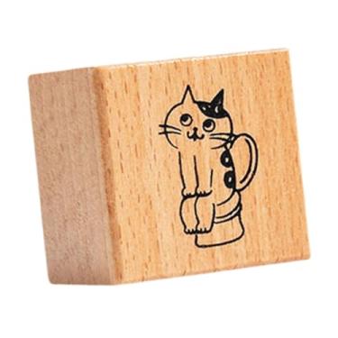 Imagem de Esquirla Carimbo de gato para crianças quadrado pequeno carimbo de borracha de animal fofo em de madeira para scrapbooking Mailing Diy Craft Journal, Banheiro